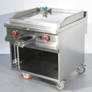 Piastra cucina industriale a gas in acciaio inox con ruote, ideale per catering, eventi e fiere
